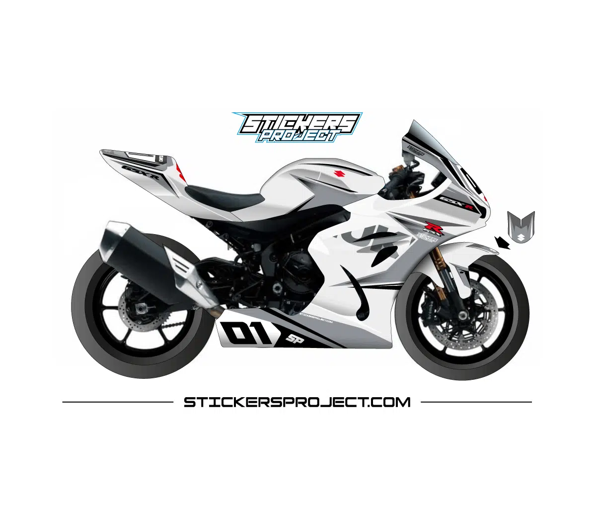 Kit graphic GSXR 1000 (2017) - white and grey GSXR 1000 graphic kit
