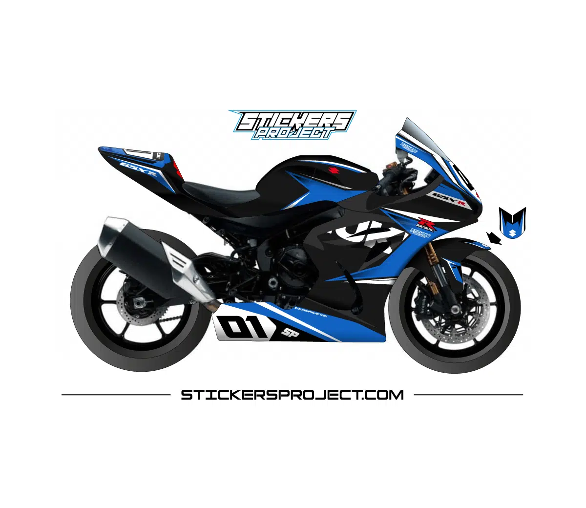 Kit graphic GSXR 1000 (2017) - black and blue kit graphic GSXR 1000