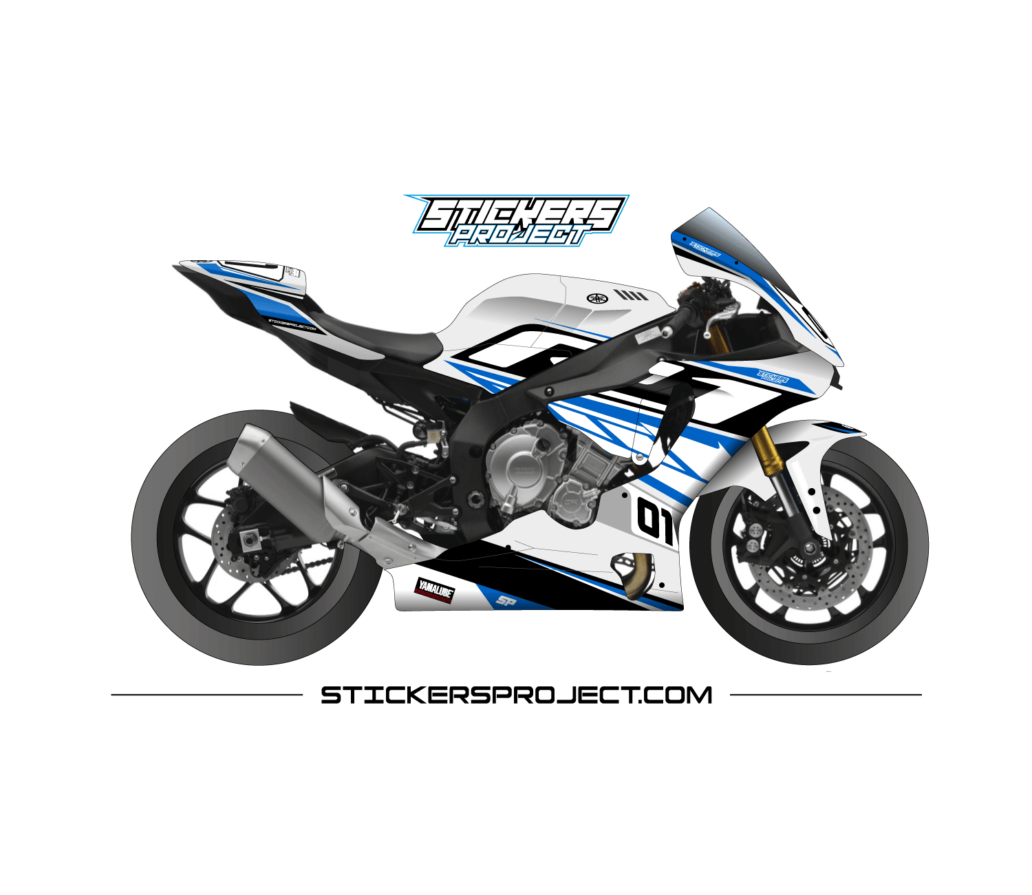 Kit déco R1 (2015-2019) - blanc et bleu Kit déco R1 2015