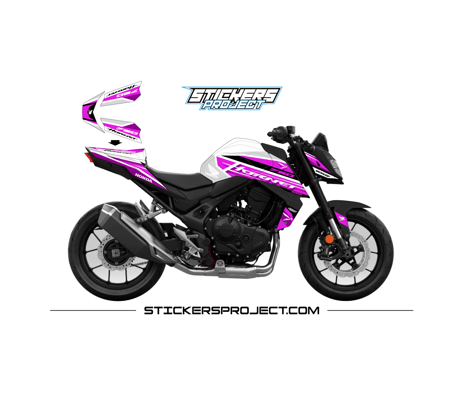 Kit déco Hornet 750 V2 (2023) blanc-rose kit deco hornet