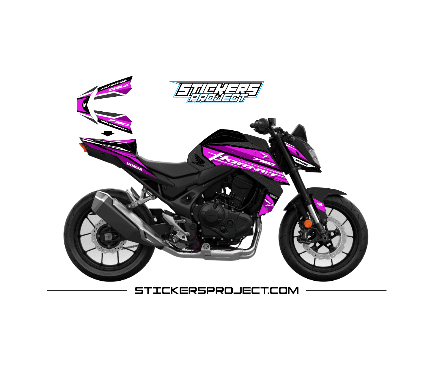 Kit déco Hornet 750 V2 (2023) noir-rose kit deco hornet