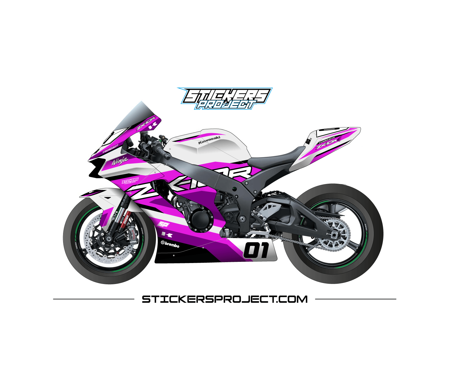 Kit déco ZX10R (2021) - blanc & rose kit deco ZX10R