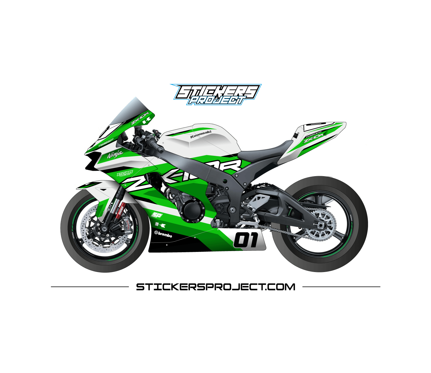 Kit déco ZX10R (2021) - blanc & vert kit deco ZX10R