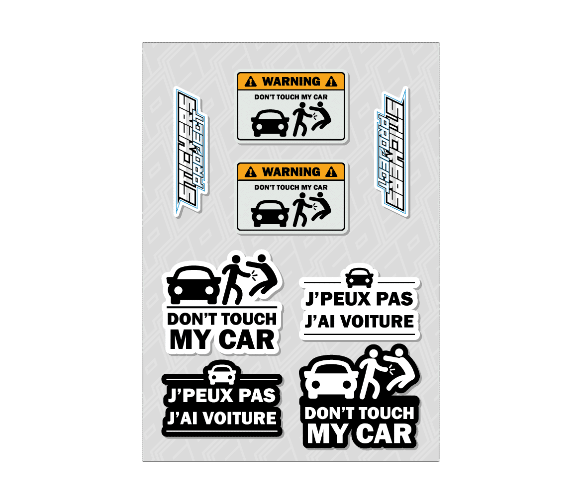 Planche stickers A4 DONT TOUCH MY CAR stickers dont touch