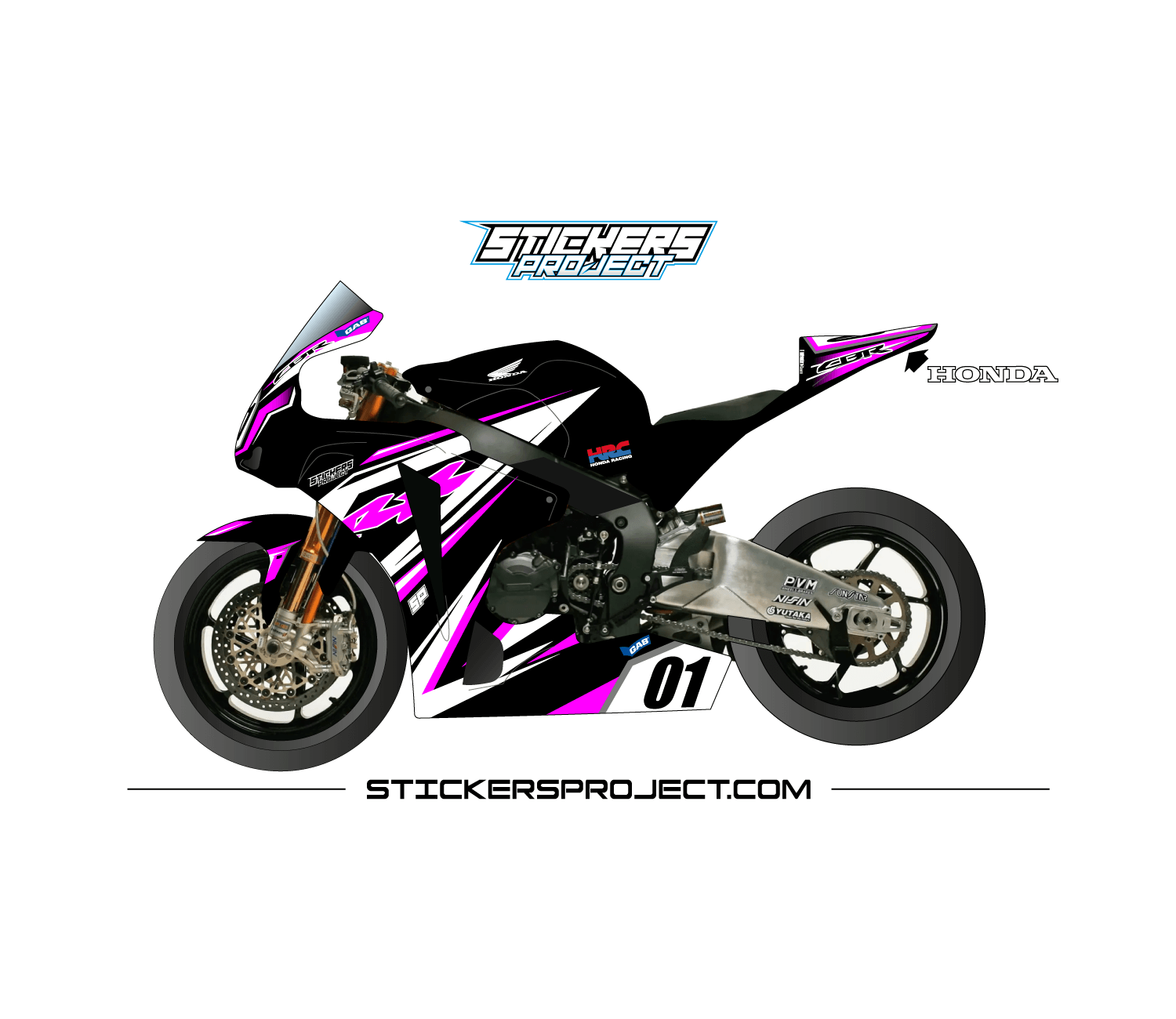 Kit déco CBR 1000 (2008-2011) - noir & rose cbr 1000