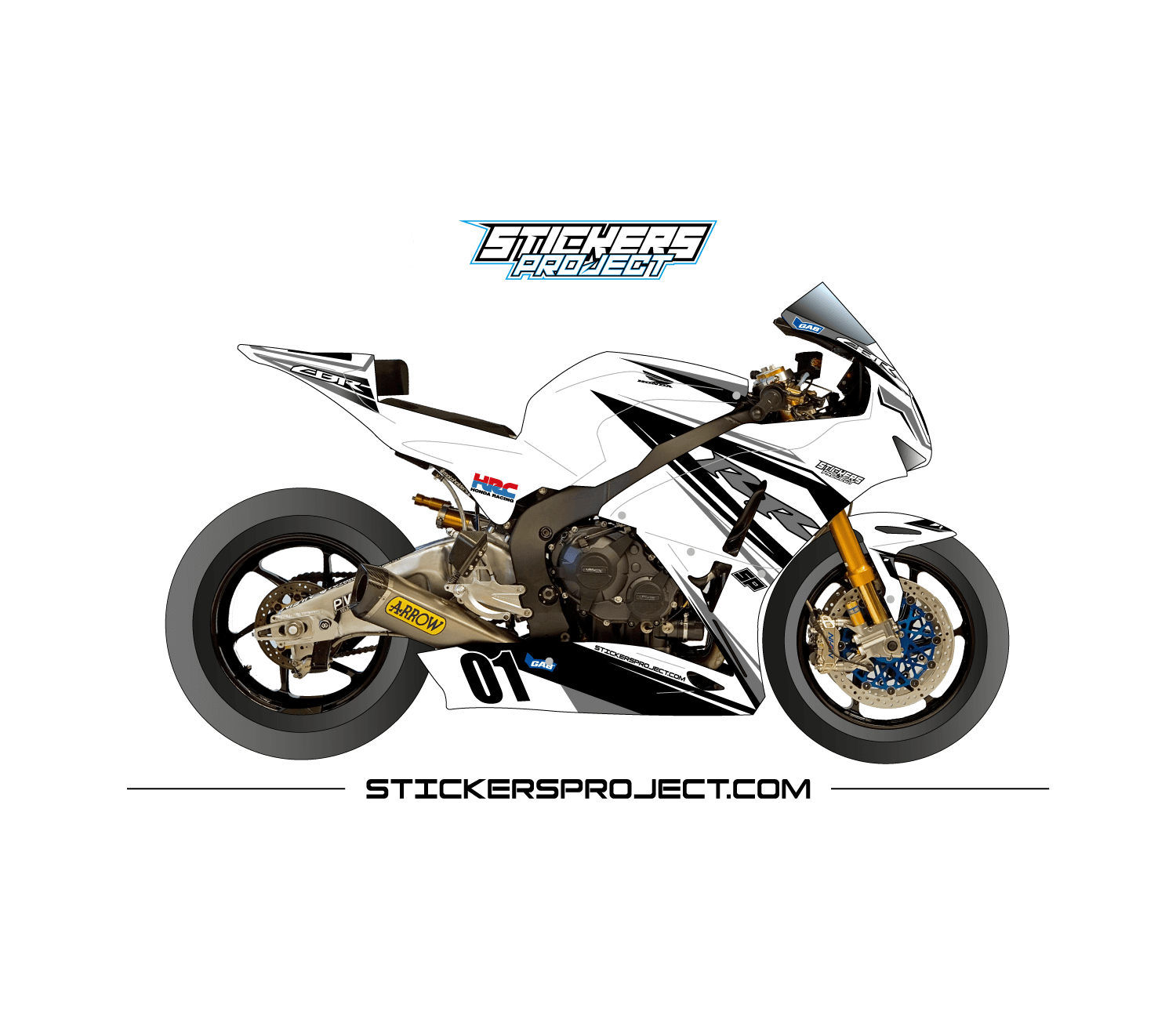 Kit déco CBR 1000 (2012-2016) Blanc & gris kit deco cbr 1000