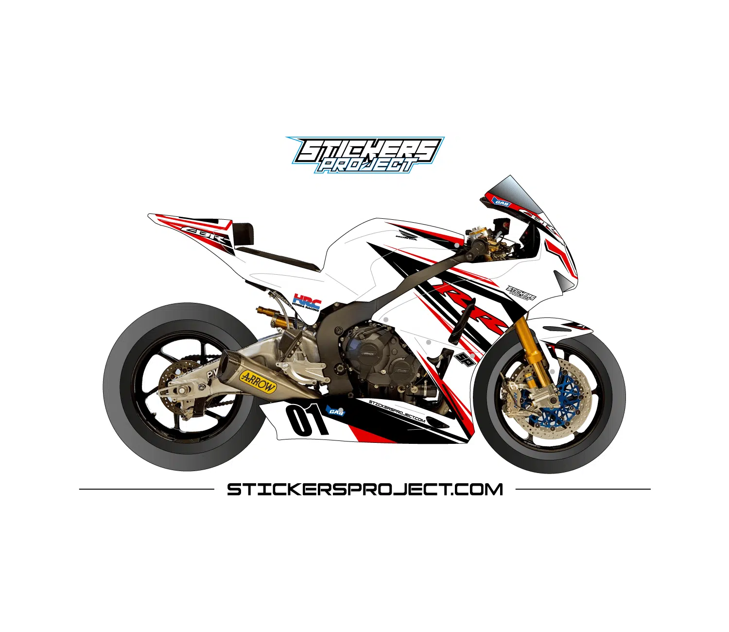 Kit graphic CBR 1000 (2012-2016) White & red kit graphic cbr 1000