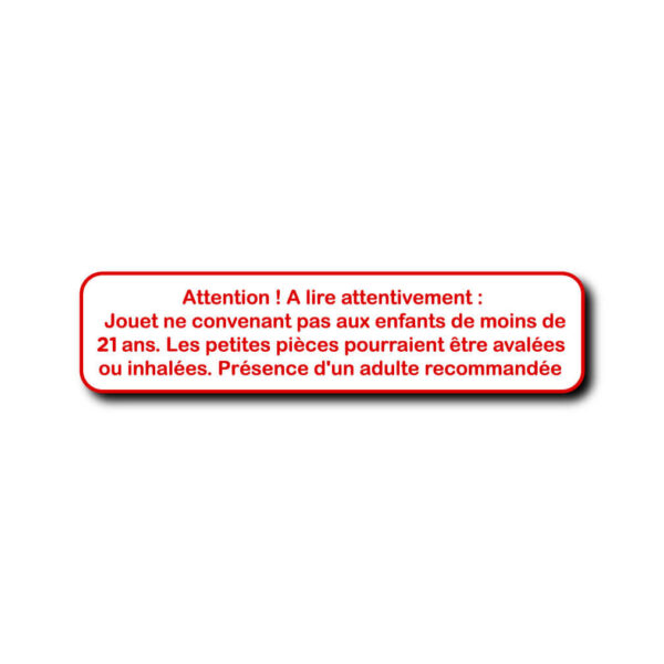 Sticker attention jouet
