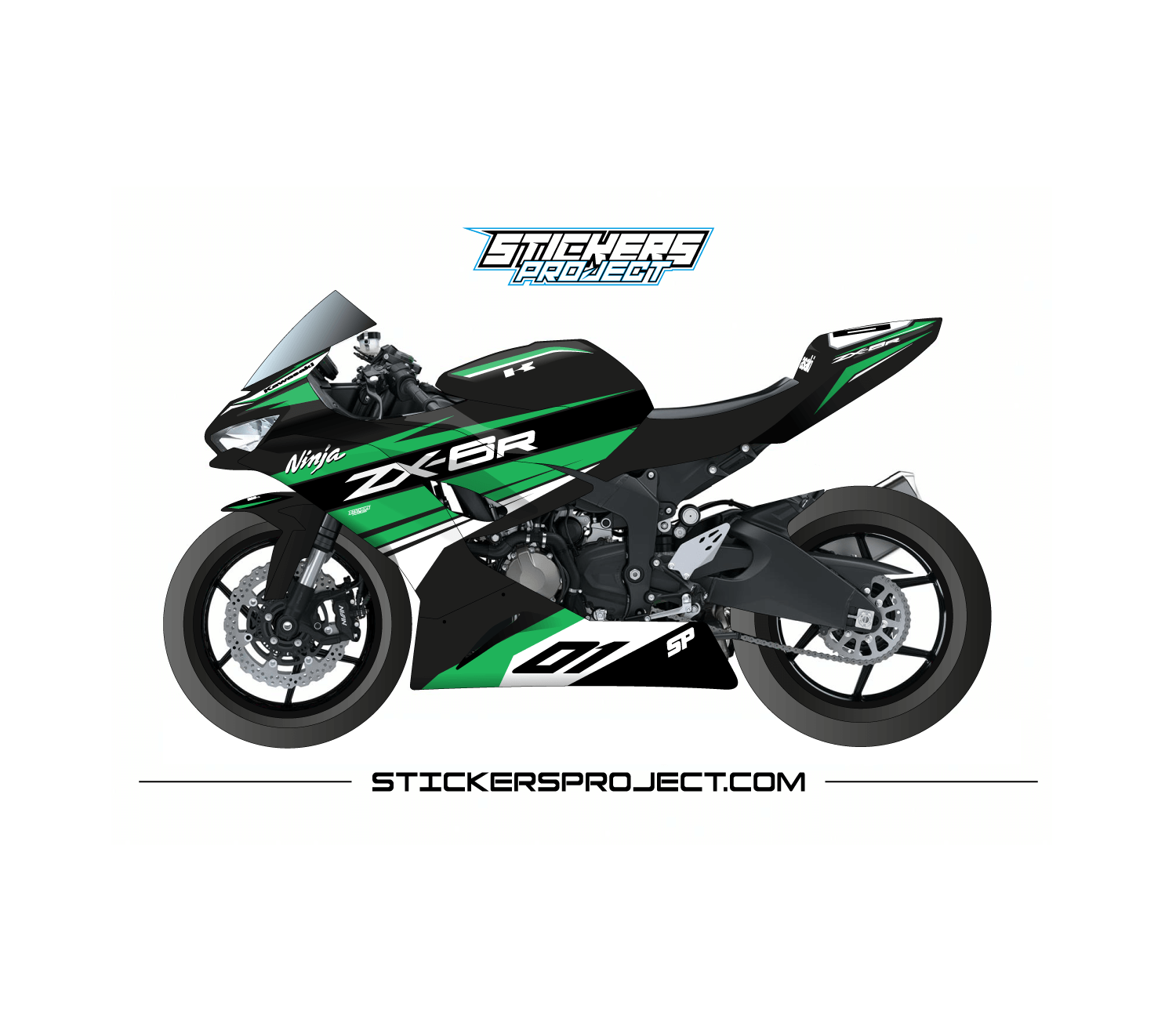 Kit déco ZX6R (2019-2023) - noir & vert kit deco zx6r
