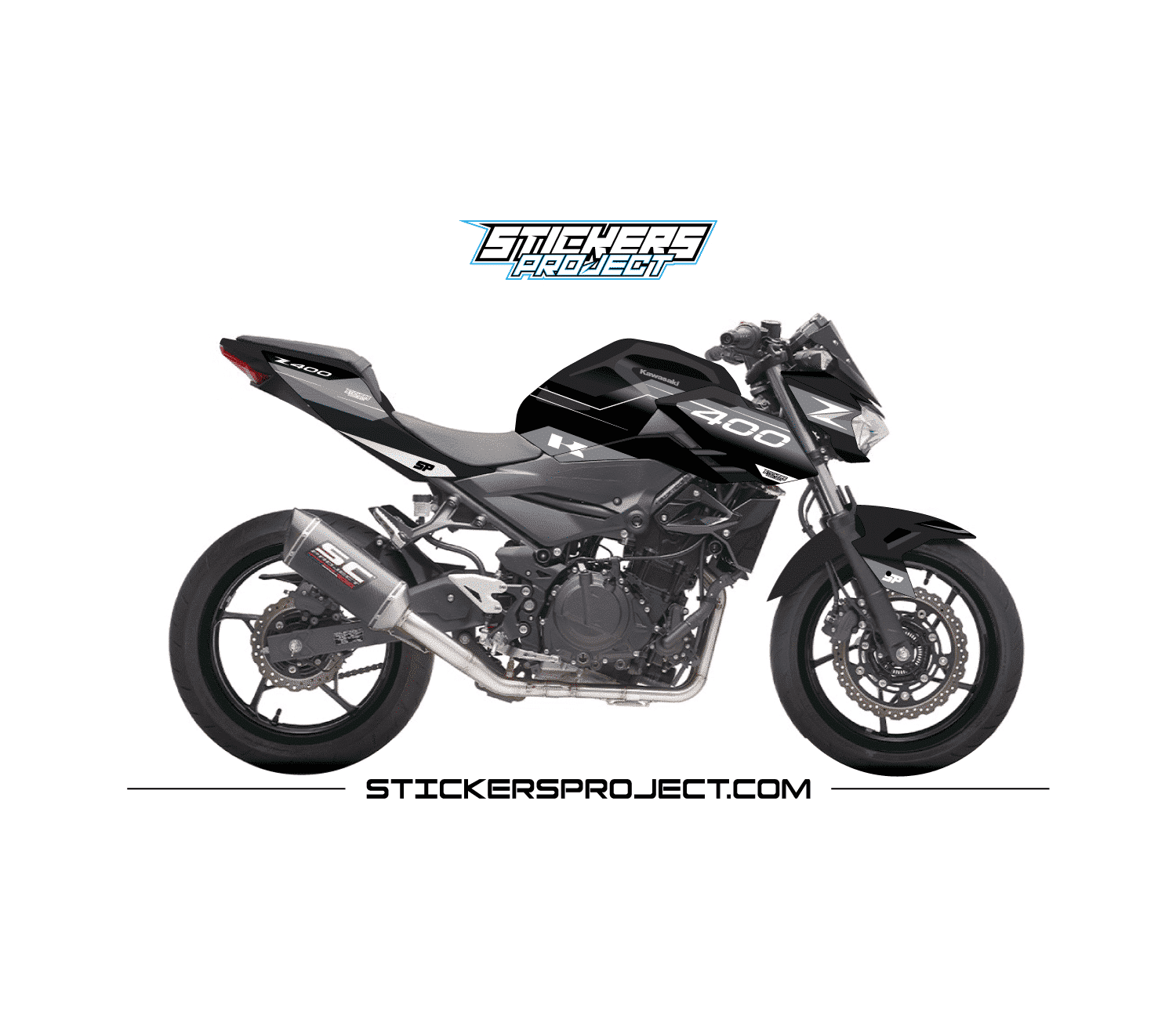 Kit graphic Z400 (2019-2023) - black & grey graphic kit Z400