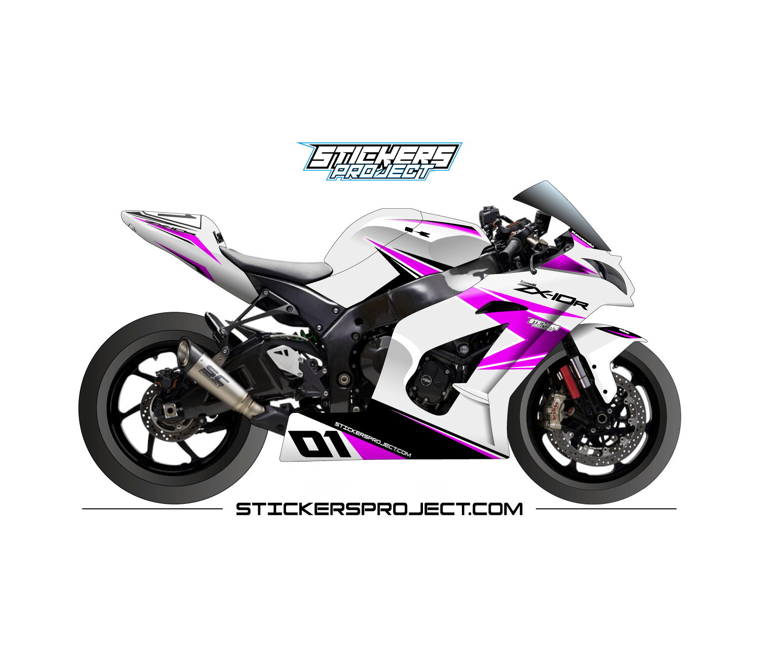 Kit déco ZX10R (2011-2015) - blanc & rose zx10r