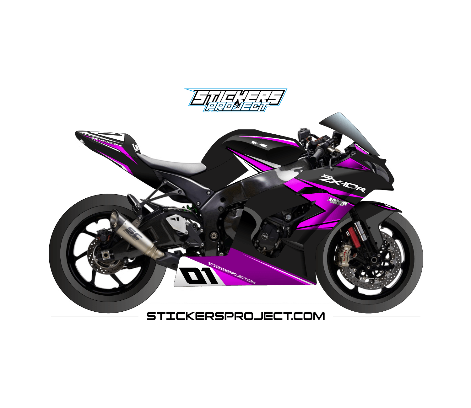 Kit déco ZX10R (2011-2015) - noir & rose Kit déco ZX10R (2011-2015) - noir & rose