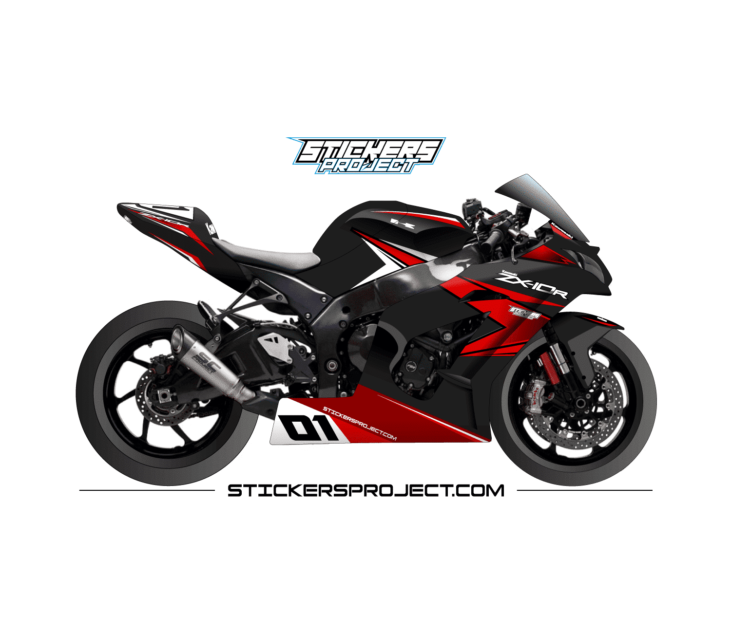 Kit déco ZX10R (2011-2015) - noir & rouge Kit déco ZX10R (2011-2015) - noir & rouge
