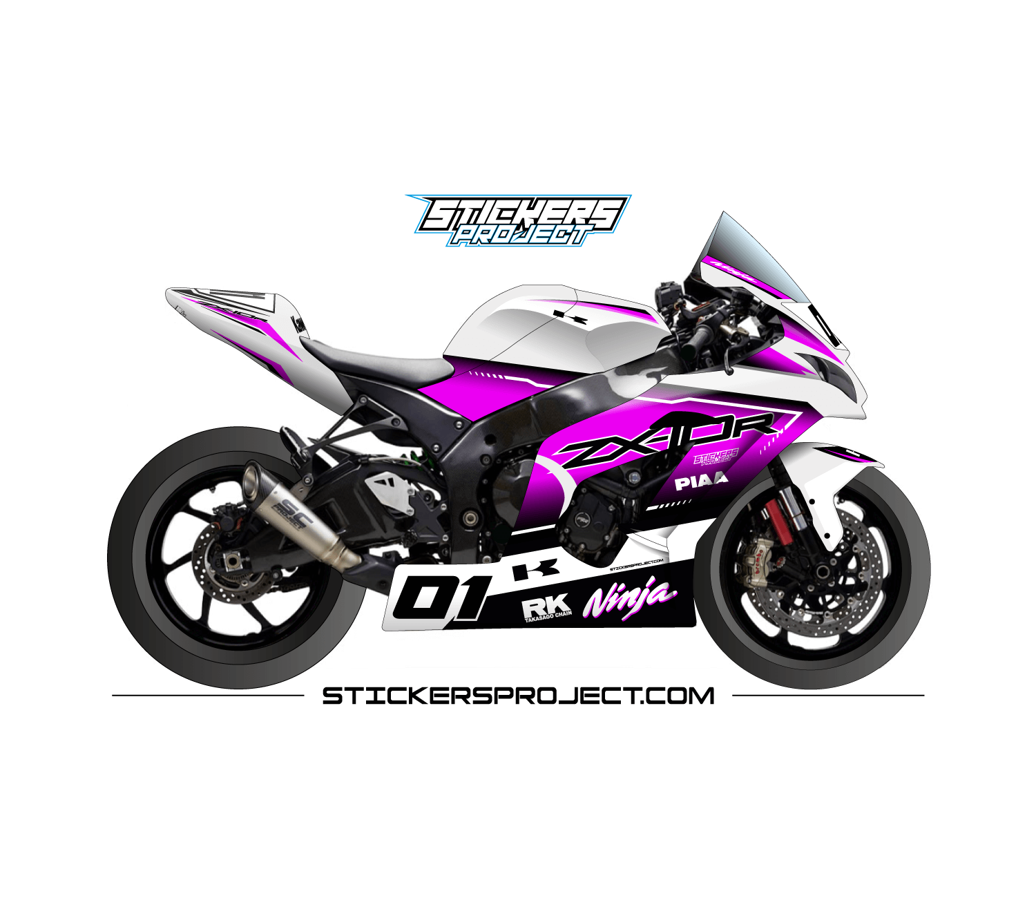 Kit déco ZX10R (2016-2020) - blanc & rose kit deco ZX10R