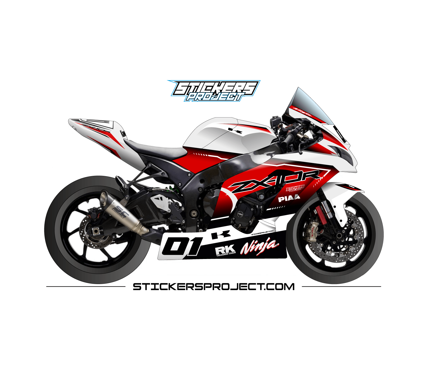 Kit déco ZX10R (2016-2020) - blanc & rouge kit deco ZX10R