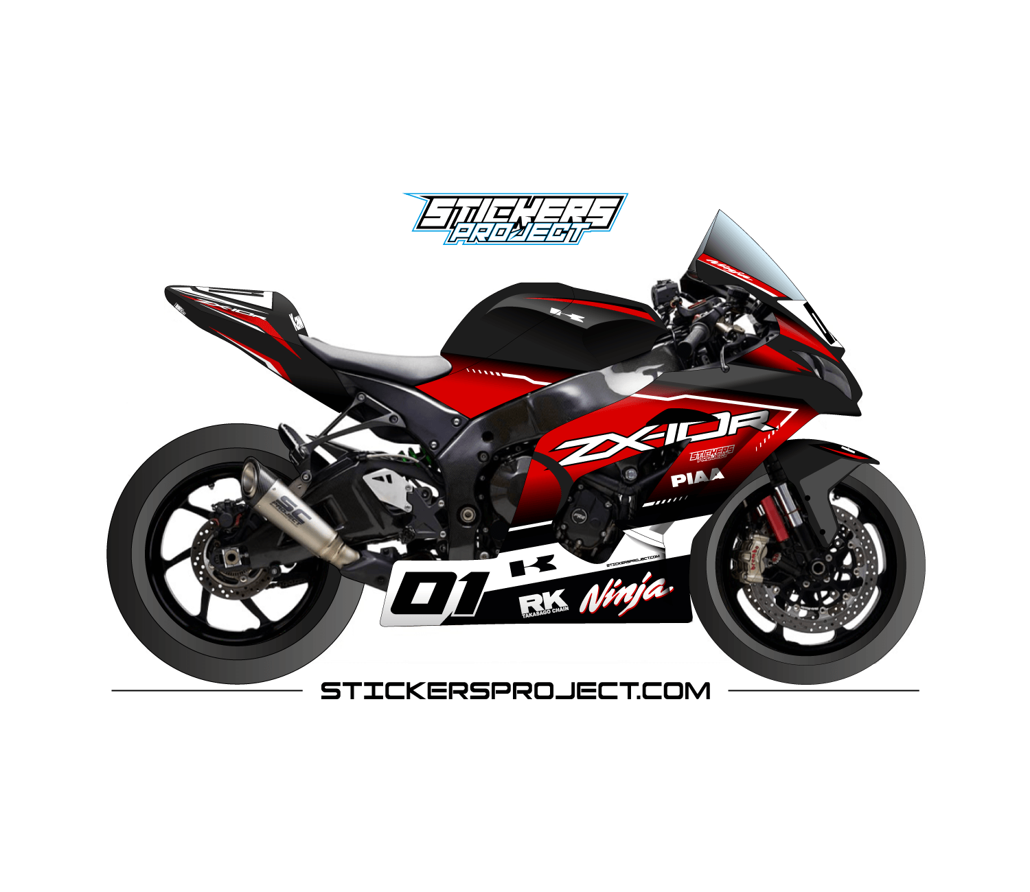 Kit déco ZX10R (2016-2020) - noir & rouge kit deco ZX10R
