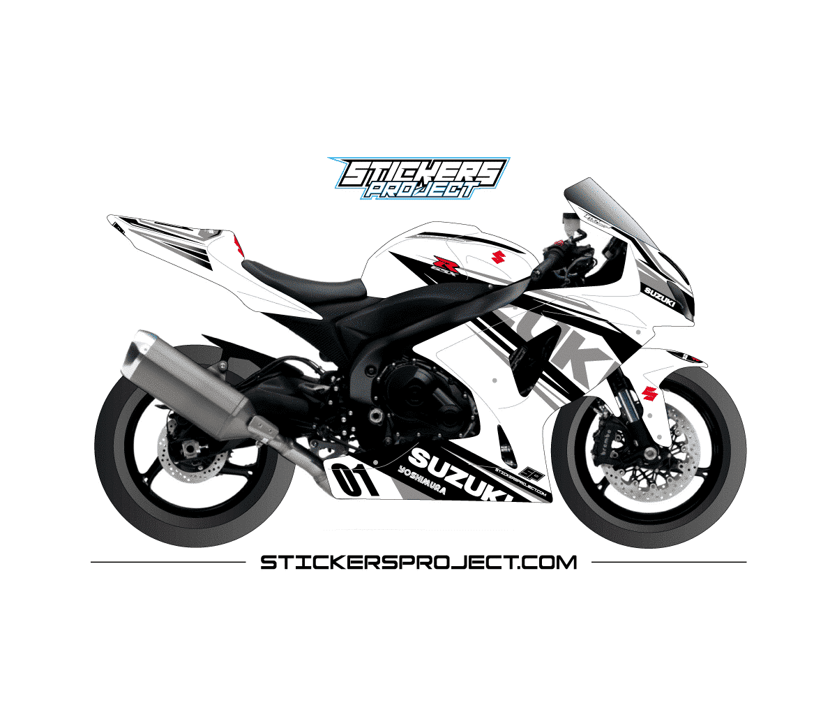 Kit déco GSXR 1000 (2009-2016) - blanc et gris Kit déco GSXR 1000 (2009-2016) - blanc et gris
