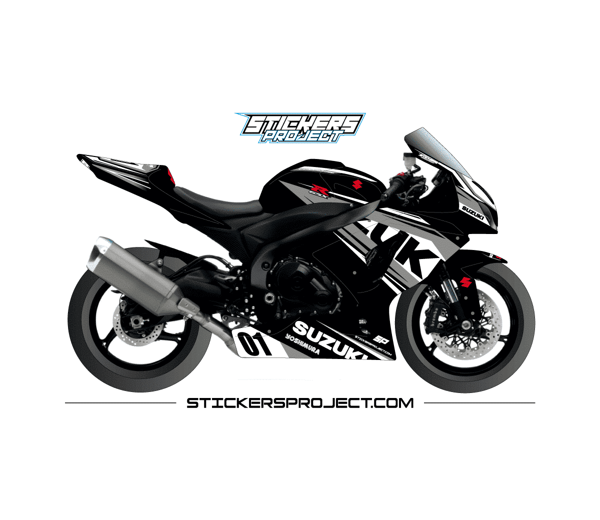 Kit déco GSXR 1000 (2009-2016) - noir et gris Kit déco GSXR 1000 (2009-2016) - noir et gris