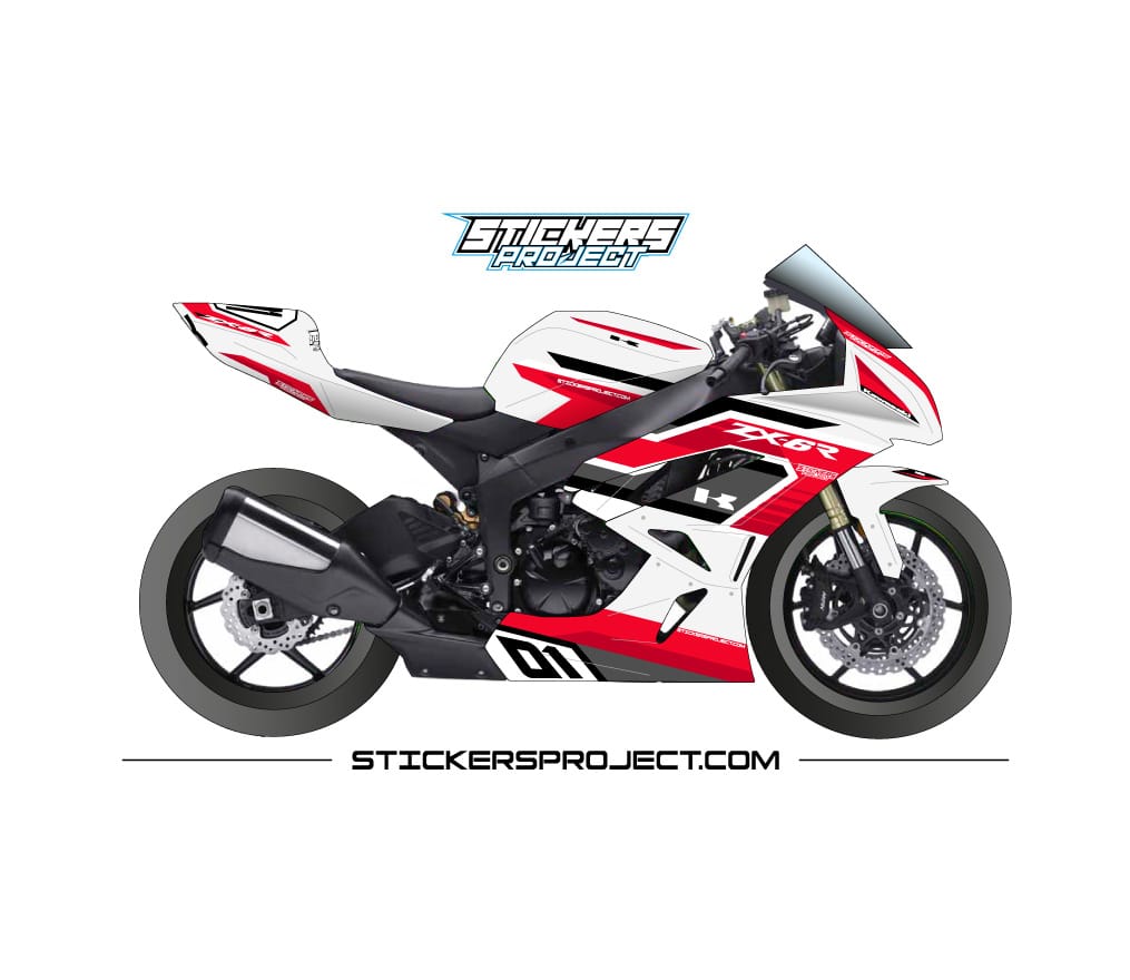 Graphic kit ZX6R (2009-2012) - white & red graphic kit ZX6R