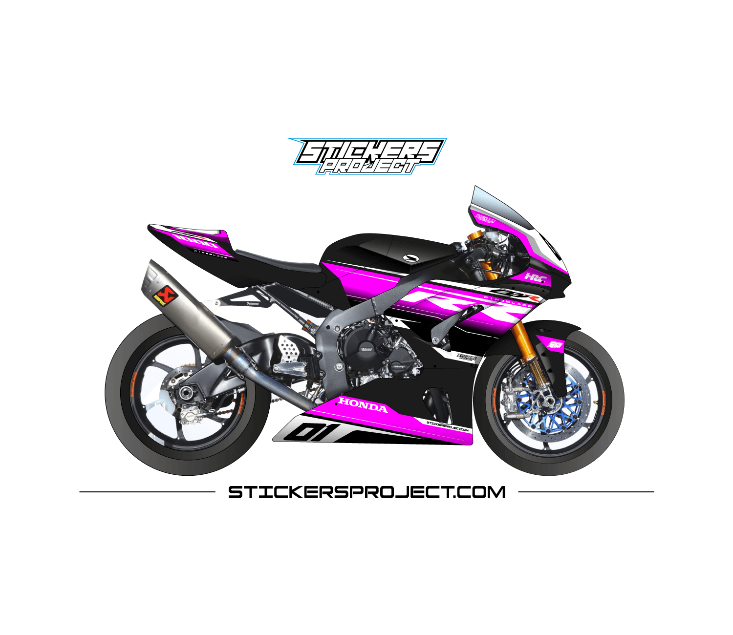Kit déco CBR 1000 RR (2020-2023) noir & rose kit deco CBR rose