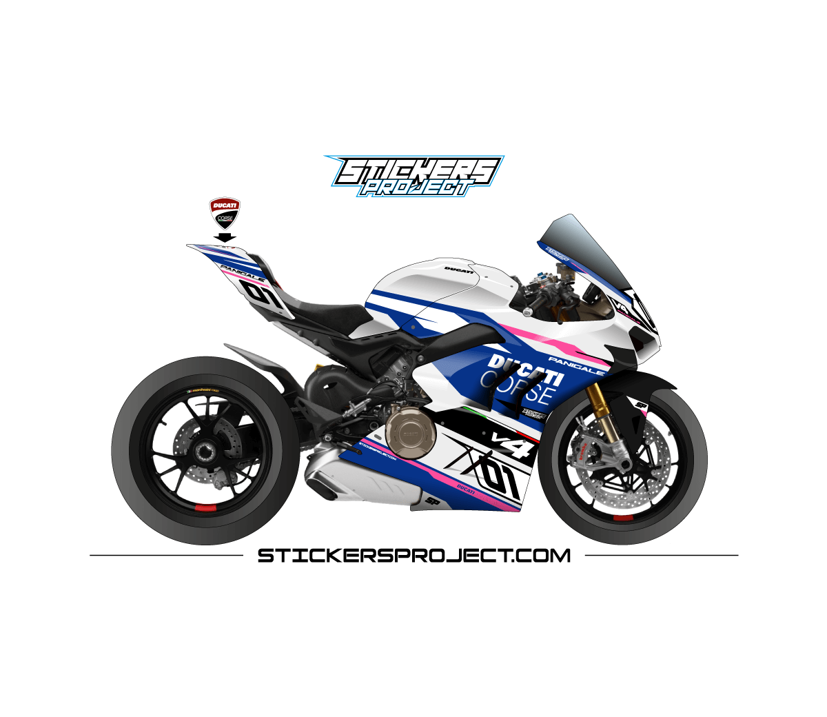 Kit déco Panigale V4 (2022) - bleu & rose Kit déco Panigale V4